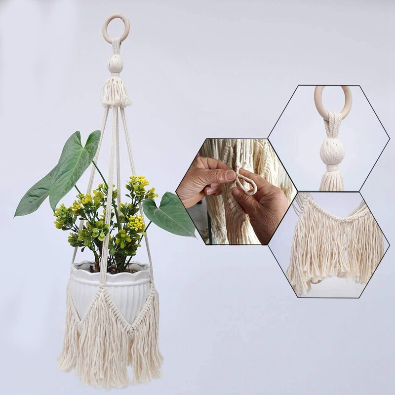Plantenhanger 100%  handgemaakte katoenen touw plantenmanden voor potten/aquariums, binnen en buiten bohemian huis macramé hangende flow