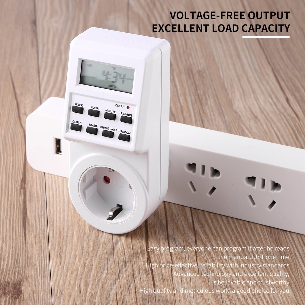 230V 50HZ Electronic Digital Timer Switch Socket 24 Hour Cyclic Kitchen Timer Outlet Programmable Timing Socket EU Plug