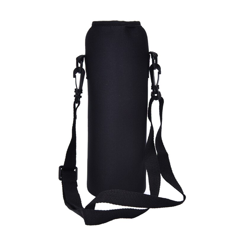 Funda grande para botella de agua de 1000ML, bolsa con correa de neopreno, portador de botella de agua, bolsa aislada, soporte para correa de hombro, color negro