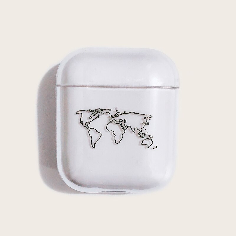 Cubierta protectora de Auriculares inalámbricos con bluetooth pintada con mapa de línea, carcasa dura transparente aplicable a airpods de 2 Generación