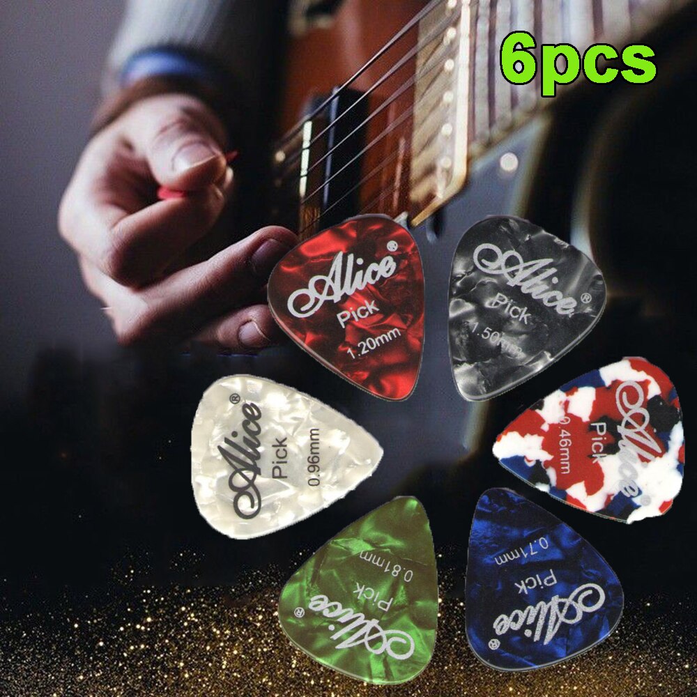 6 stk plektre guitar picks shrapnel alice akustisk elektrisk bas plekter mediator musikinstrument tykkelse mix 0.46-1.5
