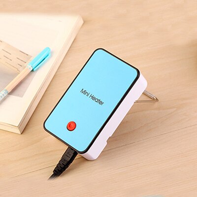 Mini Warme Lucht Elektrische Kachel Draagbare Desktop Warm Fan Fire-bescherming Materialen Handheld Elektrische Verwarming Apparaat Office Home: blue