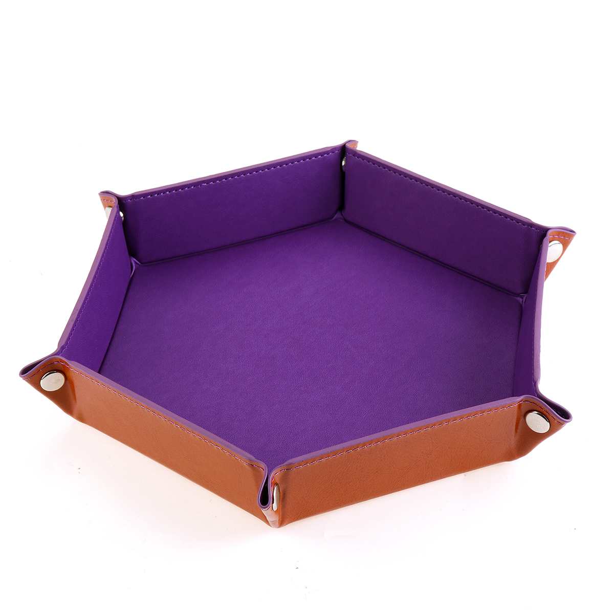 1 stücke PU Leder Falten Würfel Tablett polyedrisch Verein Würfel Kasten Platte Für RPG Bord Spiele Würfel Lagerung Kasten fallen ohrring Ring Halfter: Hexagon Violett