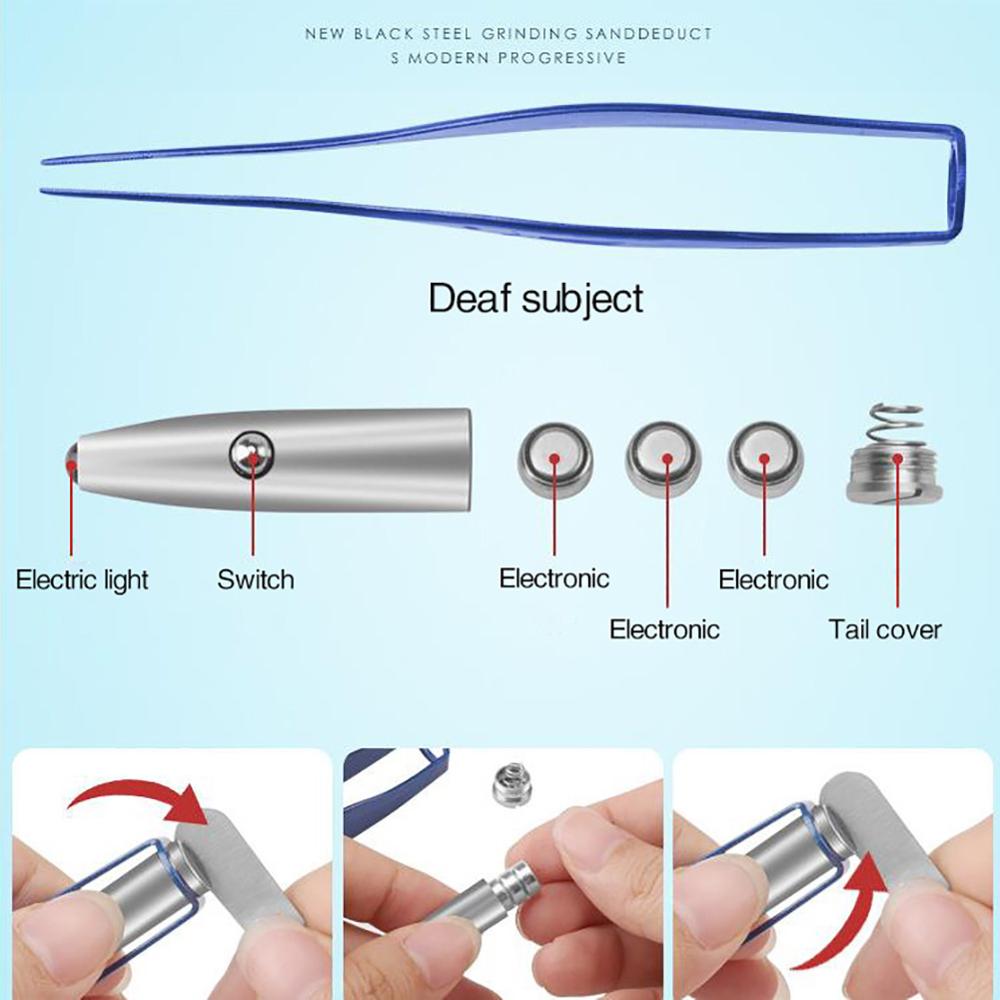 Cure-oreille lumineux LED, nettoyeur de cire d'oreille pour enfants, boucle d'oreille pour bébé, ensemble d'outils avec visualisation de la lumière