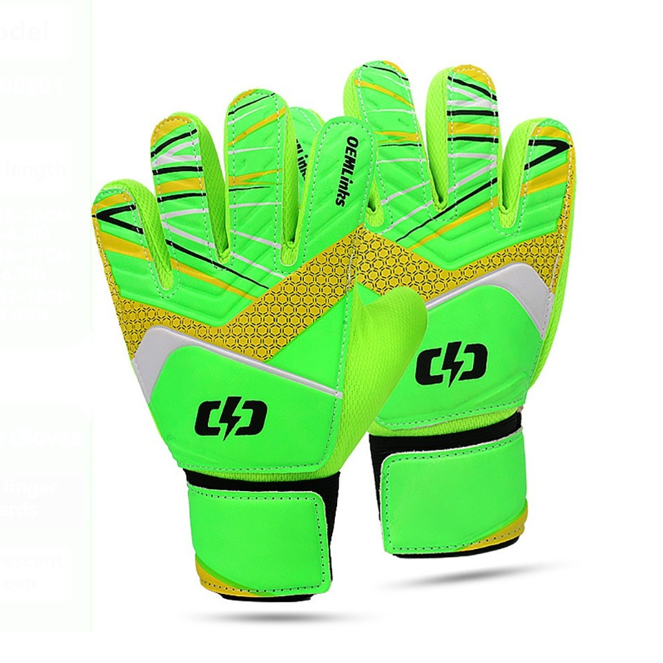 Loogdeel Voetbal Keeper Handschoenen Vinger Beschermen Verdikte Anti-Slip Slijtvaste Volwassen Kind Voetbal Training Sporthandschoenen: Blauw / S