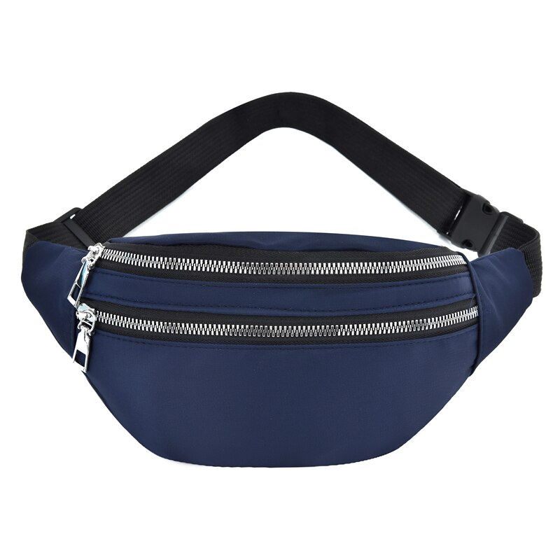 6 cores novas senhoras multi-funcional esportes cintura saco grande capacidade à prova dwaterproof água zíper pacote de cintura sacos do mensageiro ao ar livre: Azul