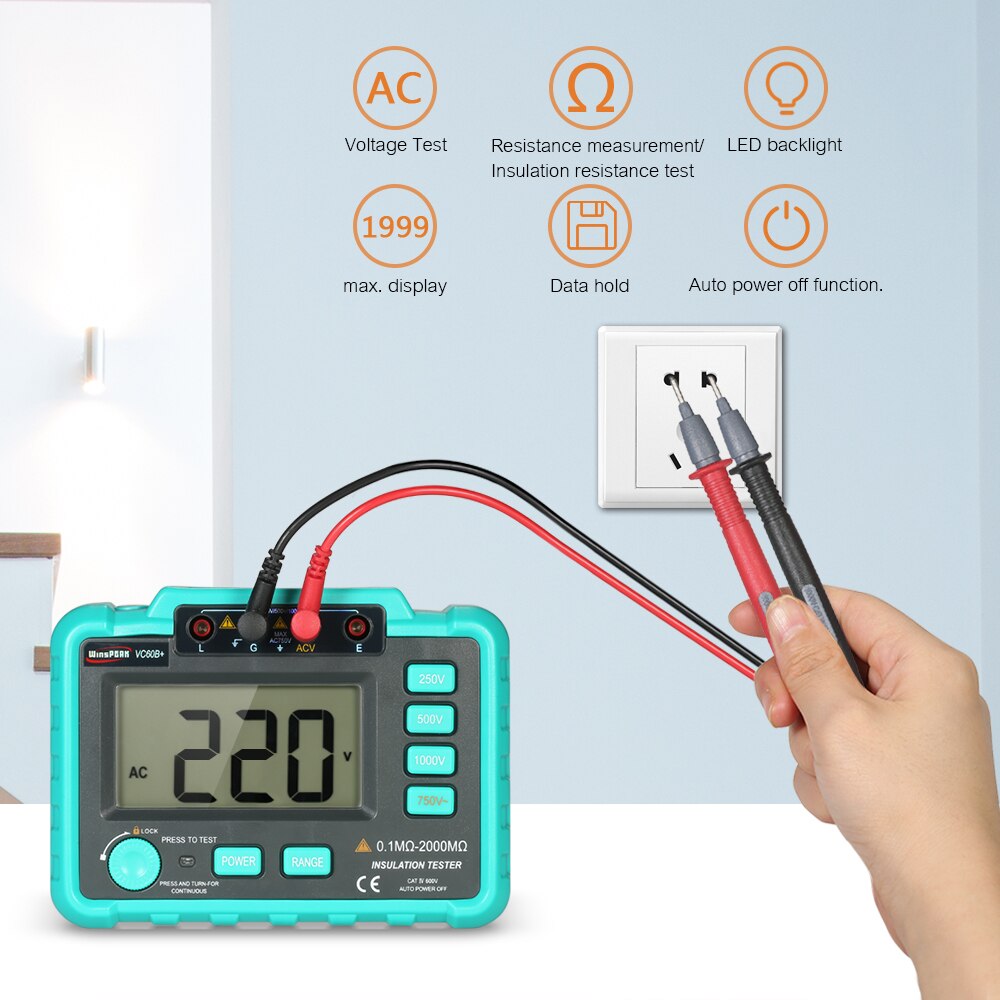 VC60B 1000V Megger Insulation Tester Megohmmeter Ohm Tester InsInsulation Resistance Tester Meters Multimeter The Same As UT501