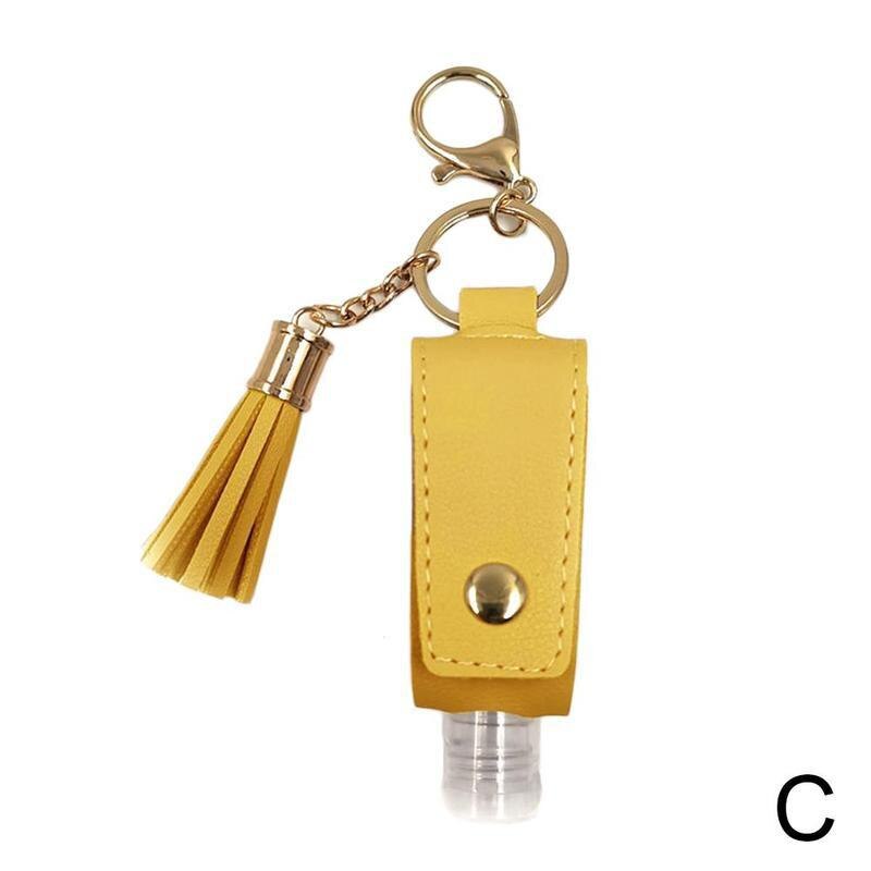 30ml Hand Sanitizer Bottle Mini Disinfectant Hands Portable Hydroalcoholic Gel Bottle Hand Sanitizer Leather Case Keychain: Yellow