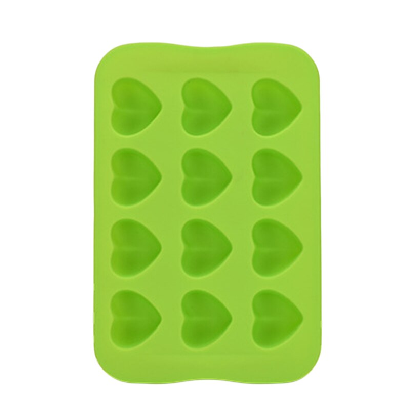 Ice Cube Tray Food Grade Silicone Mold Chocolate Mould 12 Grids Soft Ice Maker Jelly Pudding Mould Ice Cube Maker: Green-B