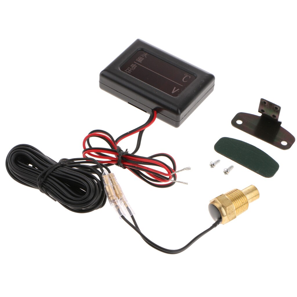 Voltmètre de voiture 12V-24V cc, jauge de température d'eau avec capteur: 17mm