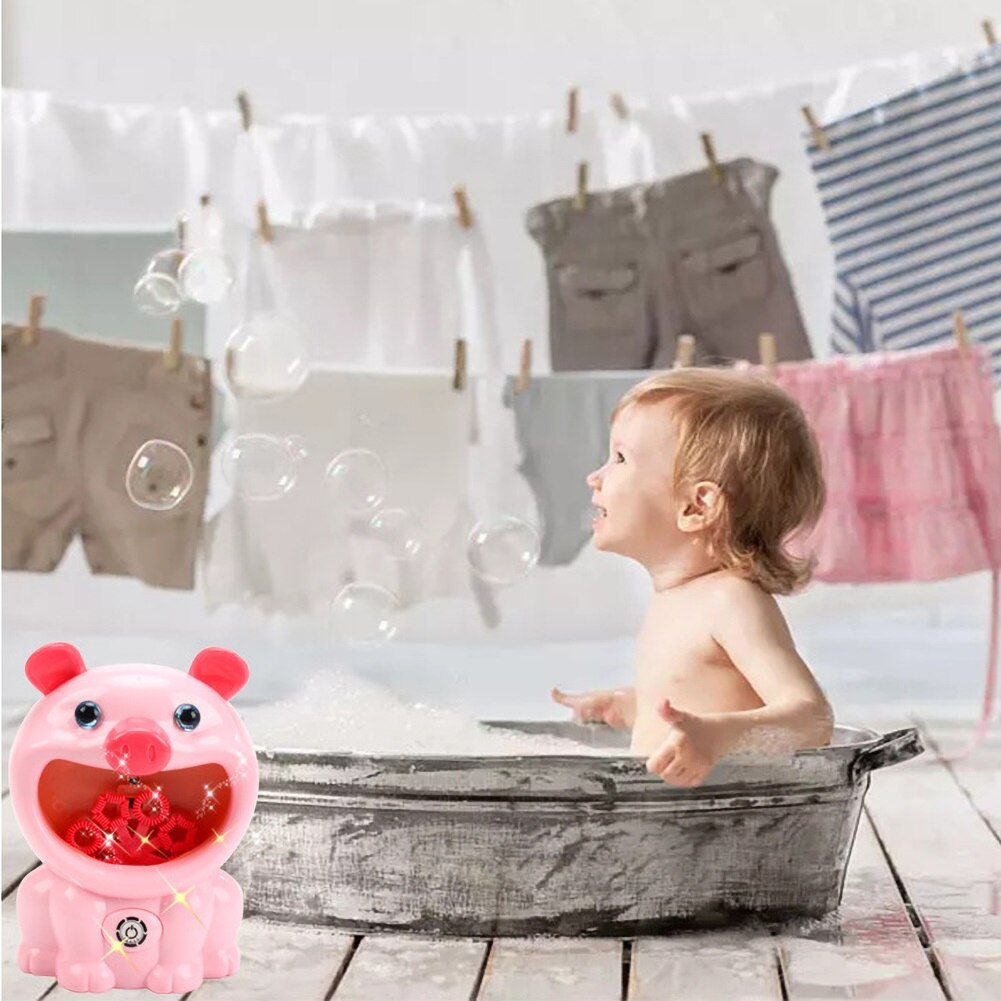 Dzieci kreskówka świnia niedźwiedź światełko dla psa muzyka elektryczny zestaw robić baniek mydlanych zabawka mechaniczna