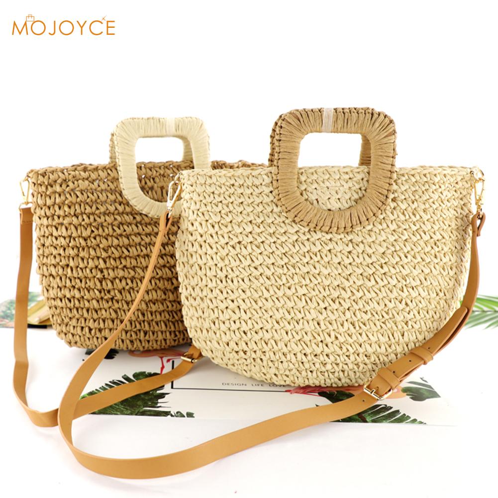 Handgemachte Sommer Strand Rattan Gewebt Stroh Tasche Sommer Frauen Bote Umhängetaschen Mädchen Kleine Strand Handtasche