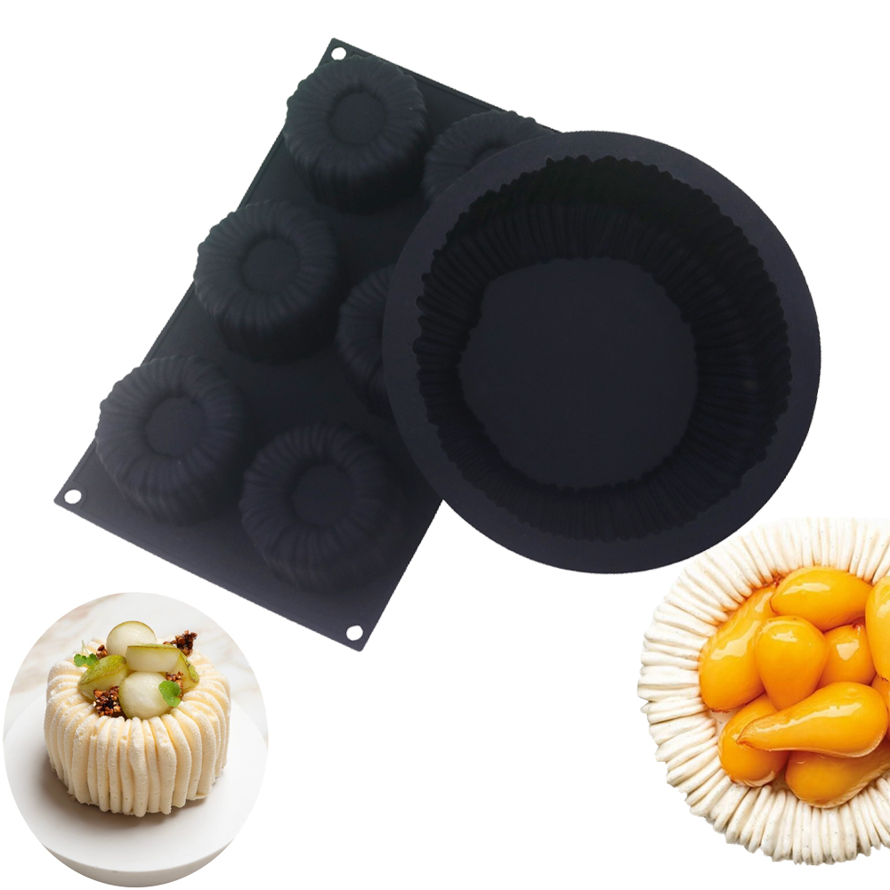 1 o 6 celle Bobina cilindrica struttura design mousse Torta Stampo Francese dolce Stampo da forno Budino fai da te dolce Stampo per cioccolato: grigio