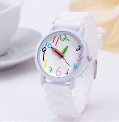 Mode Eenvoudige Mode Kinderen Kids Arabische Cijfers Potlood Analoge Weergave Quartz Horloge Voor