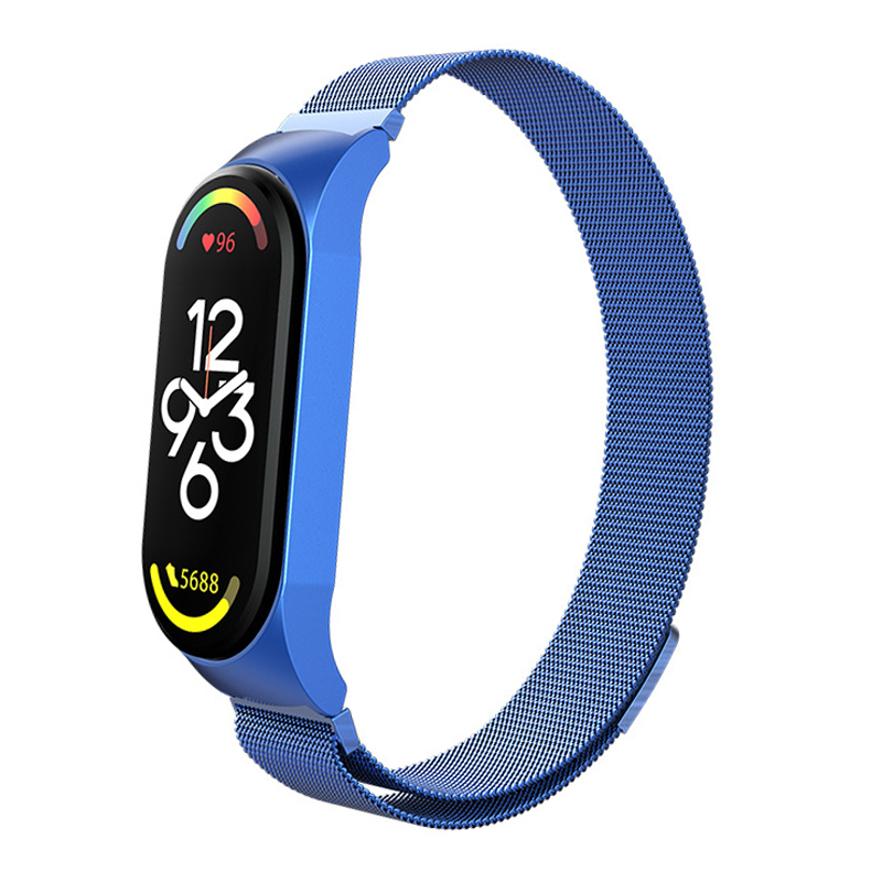 correa mi band 4 5 6 7, Milanese Loop para Xiaomi Mi Band 7, 6, 5 y 4, Correa de reloj de acero inoxidable, pulsera mi band 4, 6, 5, 3, 7 pro: S / Púrpura verde