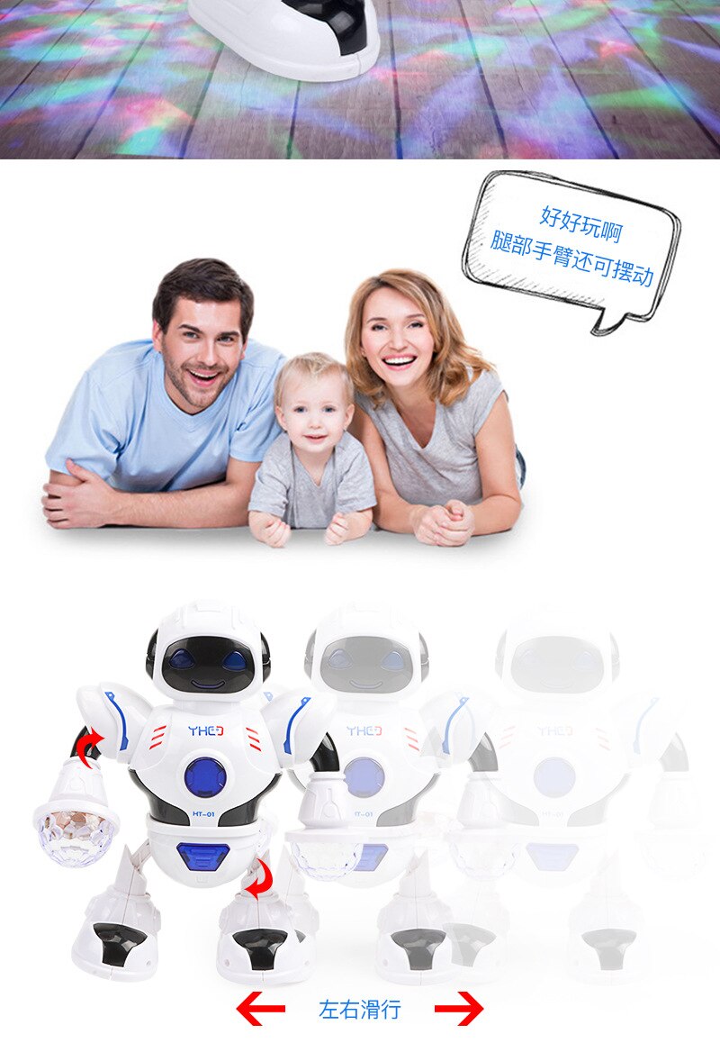 Langlish Language LED Light Dance Robot Boy's Birthday Arms Swinging Cool Lights Singing Dancing Lights Robot