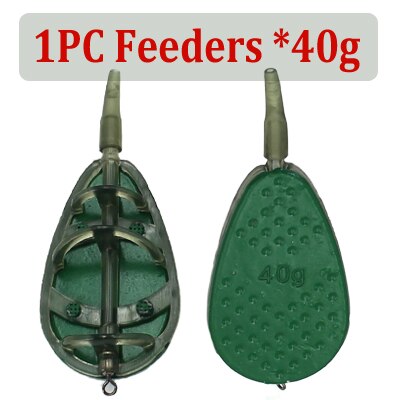 30g/40g/50g Carp Fishing In Line Method Feeders Accessories Set Quick Release Flat Method Feeder and Bait Mould for Carp Feeders: 1PCS 40g Feeders