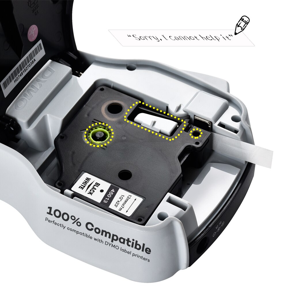 Yance 45013 40913 43613 45018 40918 45016 kompatybilny 12MM Dymo D1 taśma do Dymo drukarka do etykiet LM160 LM280 Dymo PNP drukarka etykiet