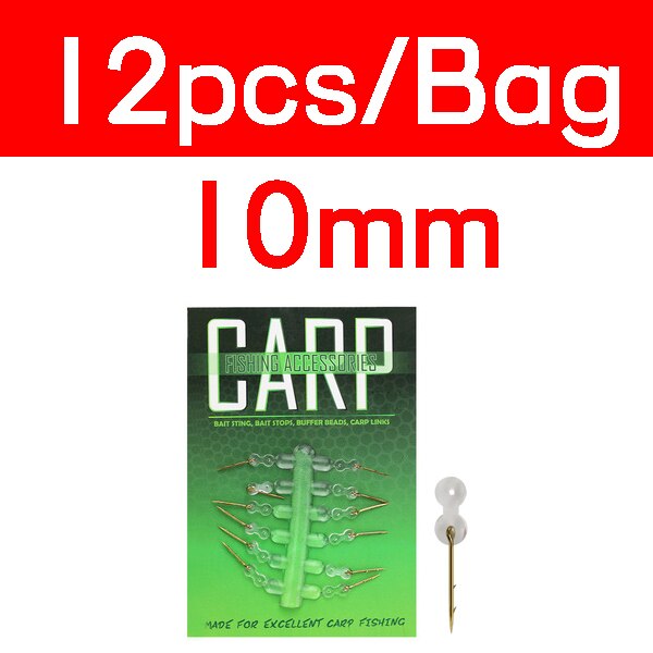 Cebo de Metal para pesca de carpa, Pin de espiga para aparejo de pelo con topes de goma transparente, alimentador de carpas para pesca, accesorio de aparejos: 12pcs in a card M