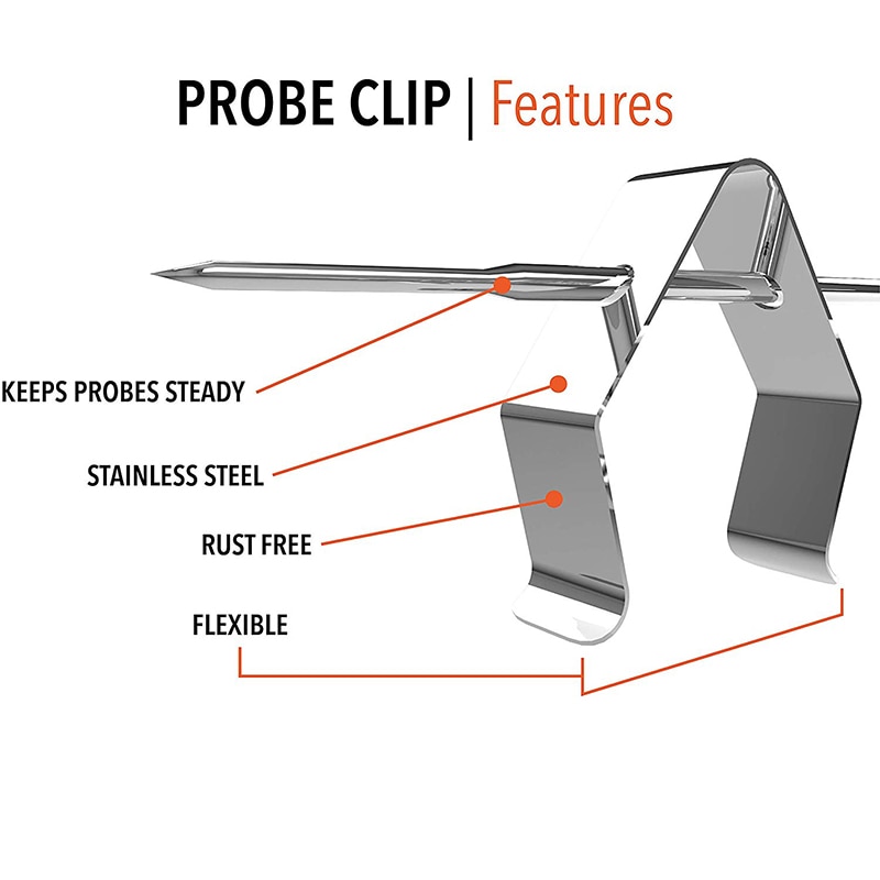 BBQ Meat Thermometer Probe Holder Single Hole A Style Barbecue Clip Universal Kitchen Food Cooking Milk Probe Clip