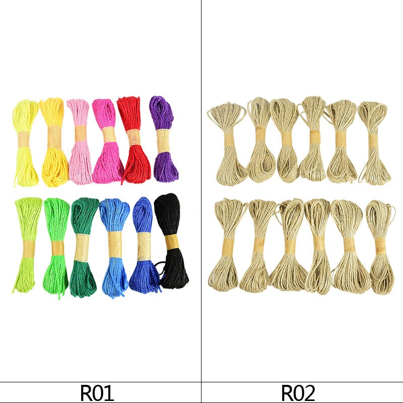 Corde en Jute naturelle de 10M, 12 pièces, ficelle en chanvre, pour emballage de de mariage, artisanat de bricolage pour fleuristes de scrapbooking