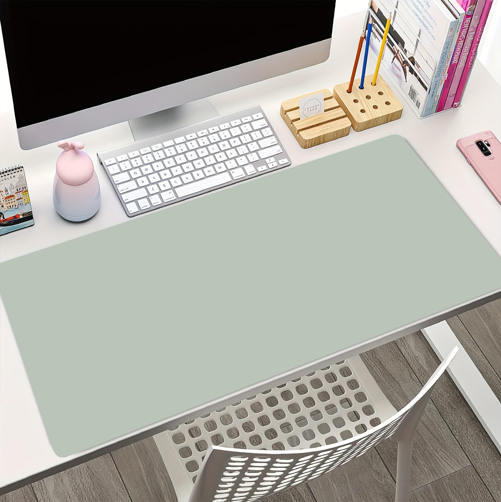 Roze en groene muismat Effen kleur Gaming HD Muismat XL Toetsenbordpads Antisliptapijt Bureaumat Kantooraccessoires Placemats