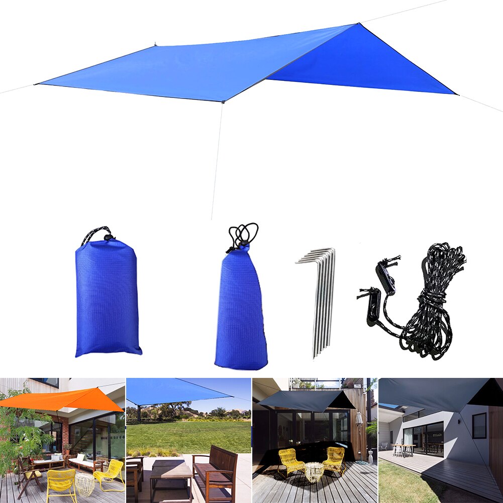 3x3m Sun Shelter Awning Tent Tarp Outdoor Camping Rain Fly Anti UV Beach Tent Shade Camping Sunshade Canopy: Blue