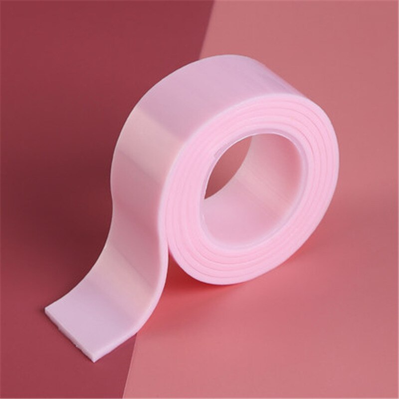 MICCK gancho todopotente de doble cara adhesivo Nano cinta sin seguimiento adhesivo lavable cinta limpiable hogar Baño estante de almacenamiento: Pink
