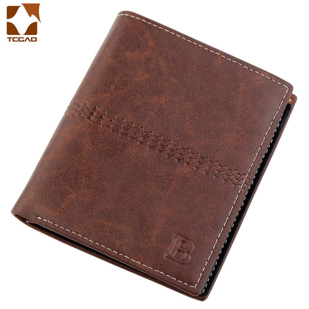 men's wallet Vintage brown Dollar Short Slim carteira masculina erkek cuzdan billetera hombre No Zipper wallet men B purse: Coffee 3