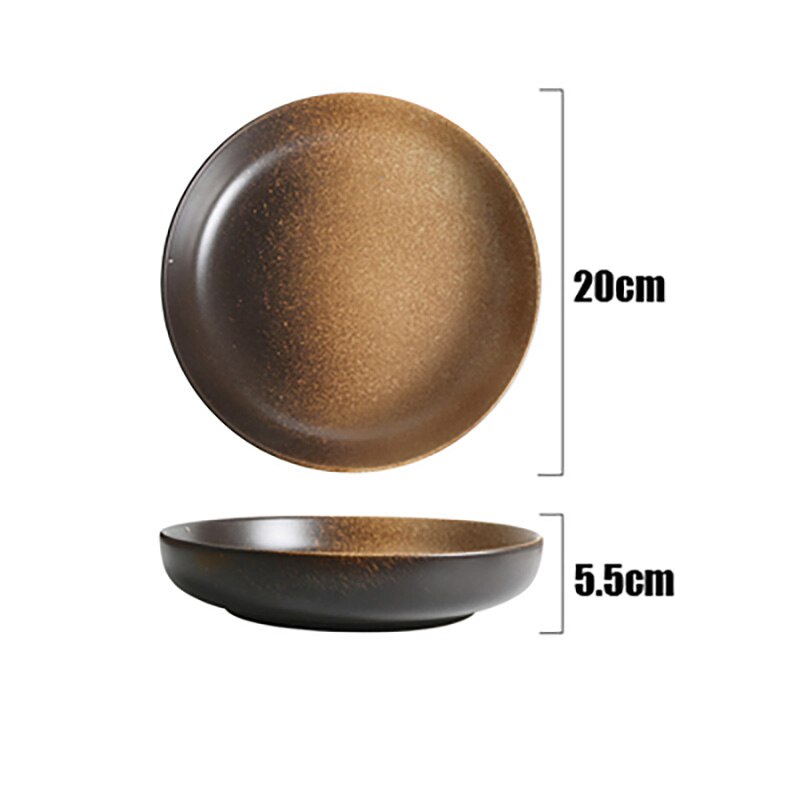 FANCITY plato redondo grande, plato de cerámica para el hogar, plato plano, plato de arroz, plato.: 1 S