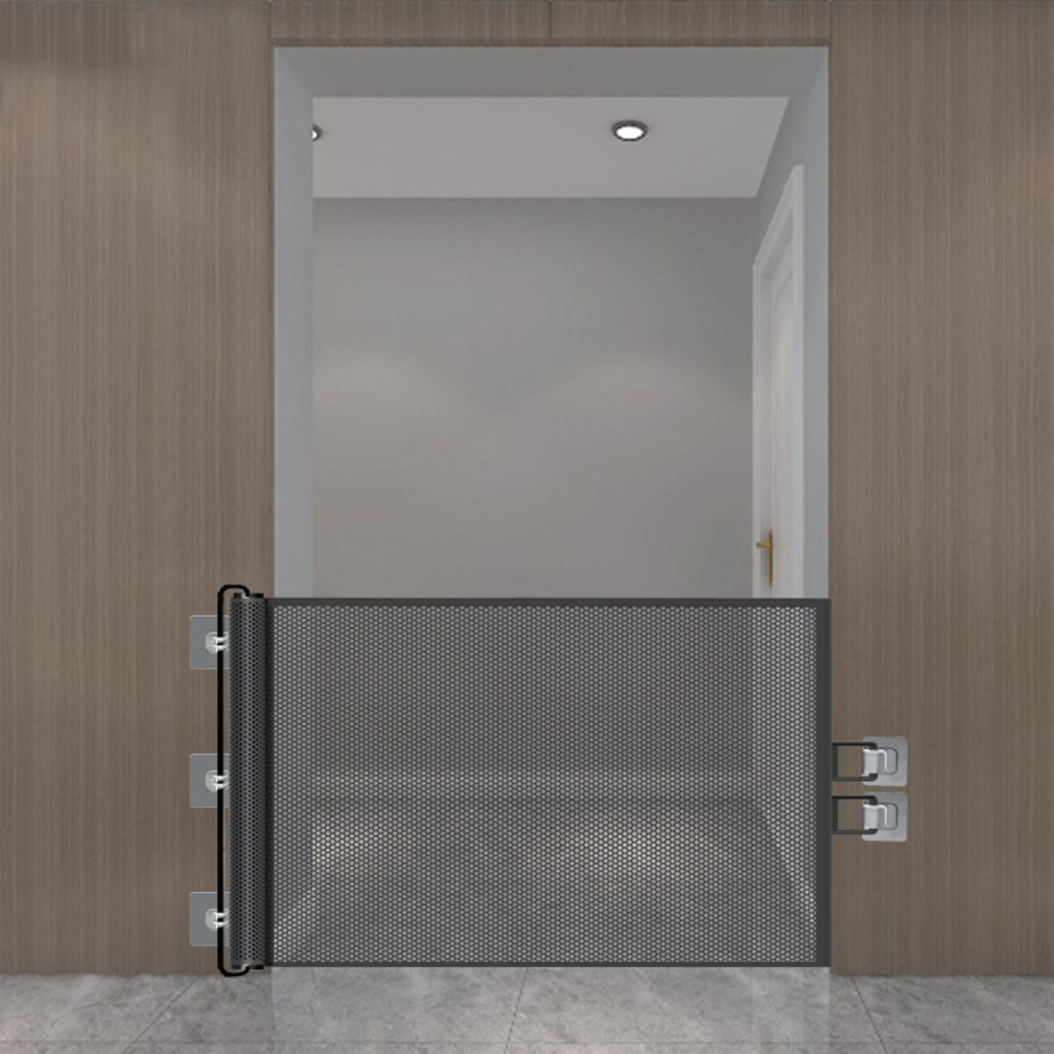 Retractable pet gate, mesh dog gate, cat enclosure for doorways, stairs, hallways, indoor/outdoor pet door stalls: WHITE