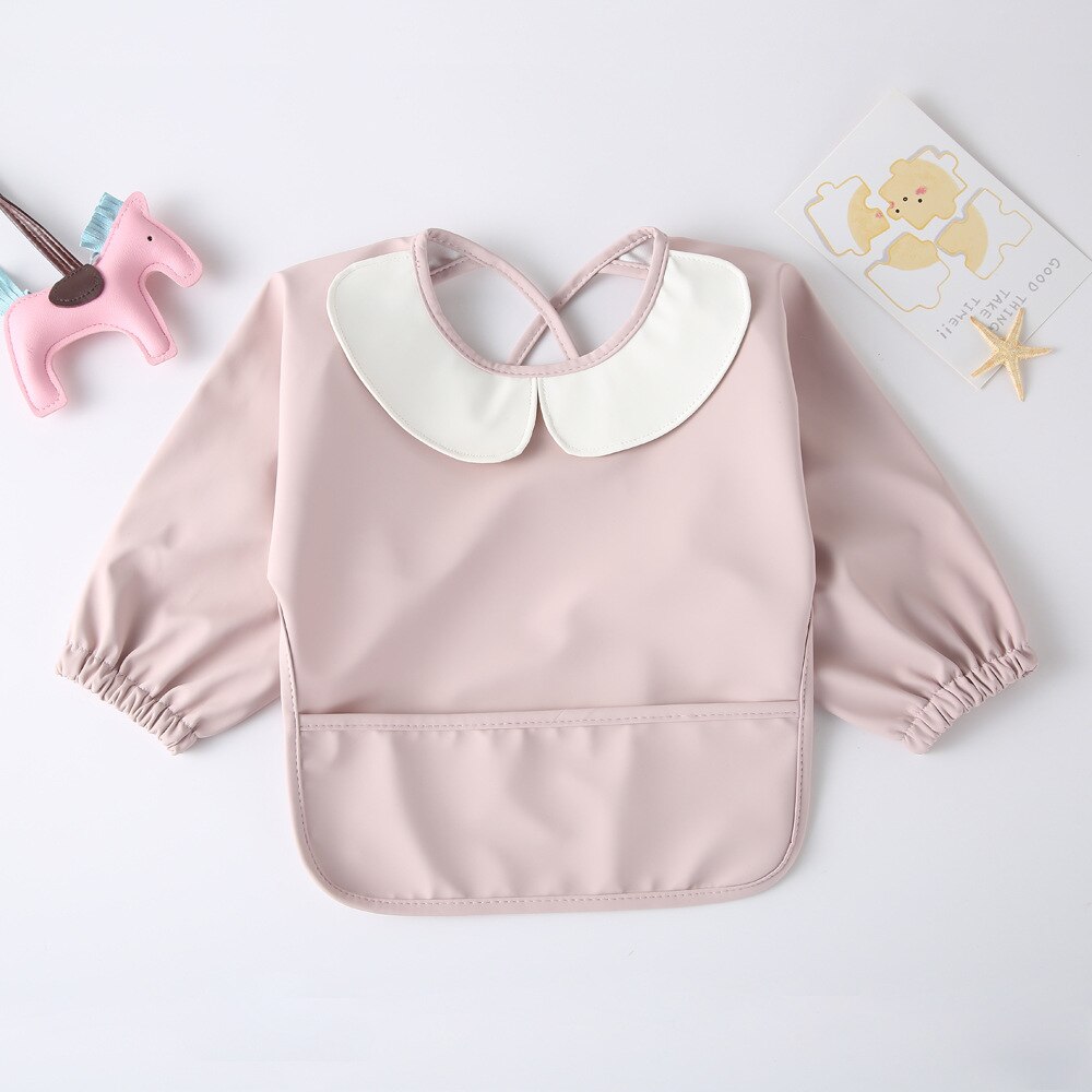 Bavaglino a maniche lunghe bavaglino per neonato bavaglino impermeabile con tasca per bambini rutto stoffa ragazza ragazzo arte grembiule accessori 6-48 mesi