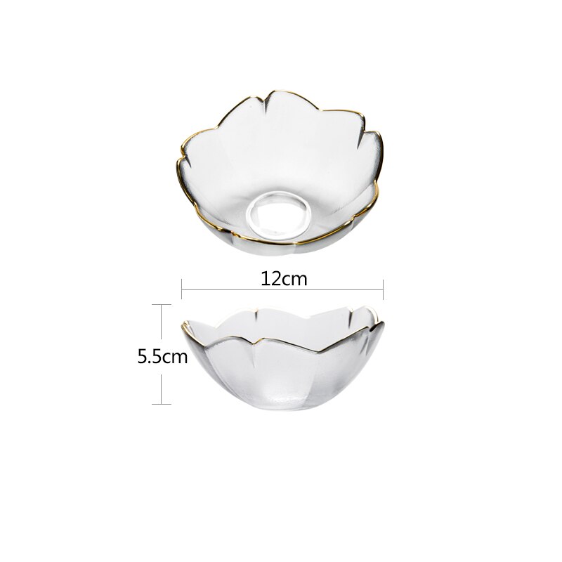 Tallerken med glasblomster, gylden kantplade, japansk kirsebærblomst lyserød glassmagsskål, underkop, snack, dessertskål: 5