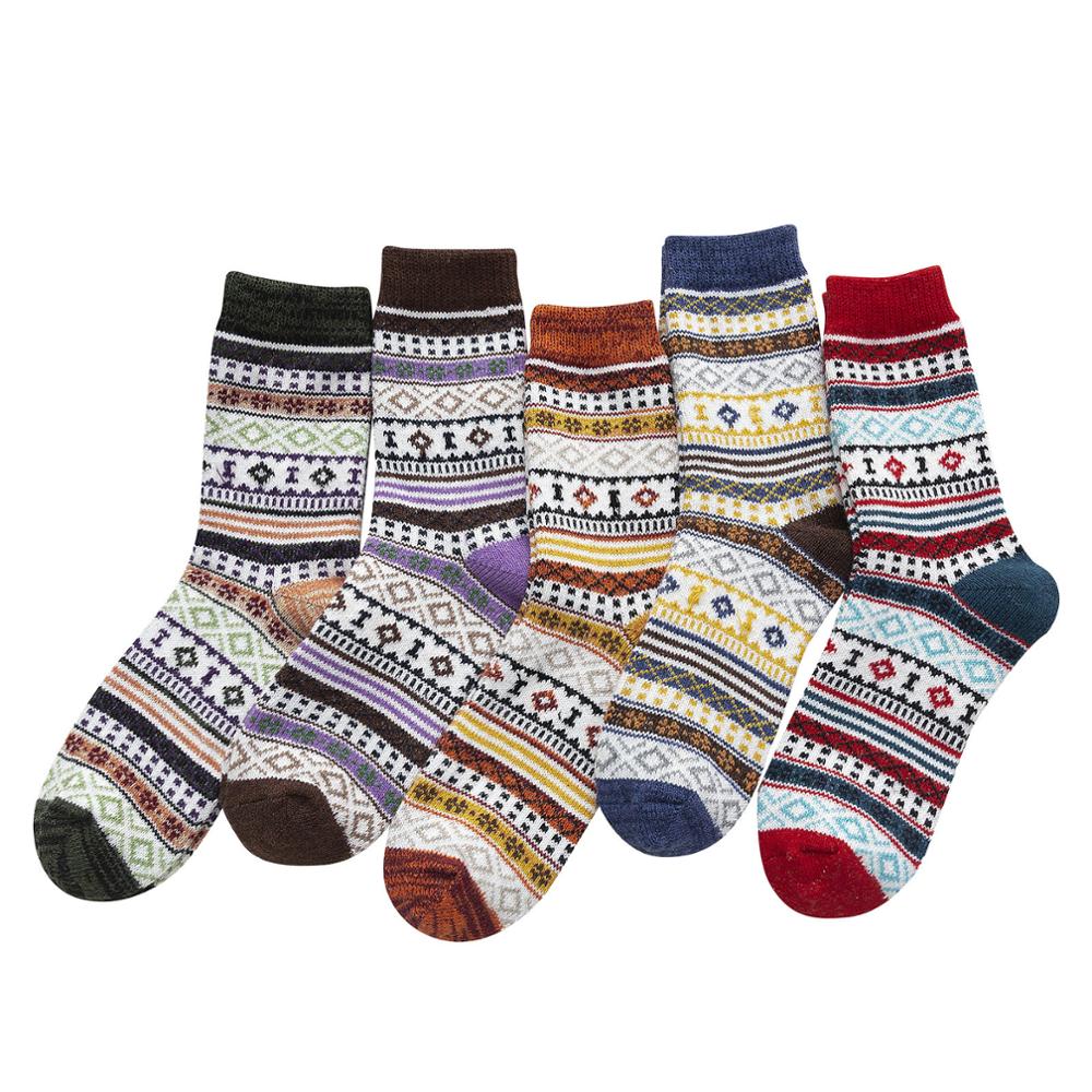 Neue Skarpetki Damskie 5 Par Frauen Socken Vintage Winter Weiche Warme Kalten Stricken Wolle Socken Calcetines Mujer Chausette Femme: D