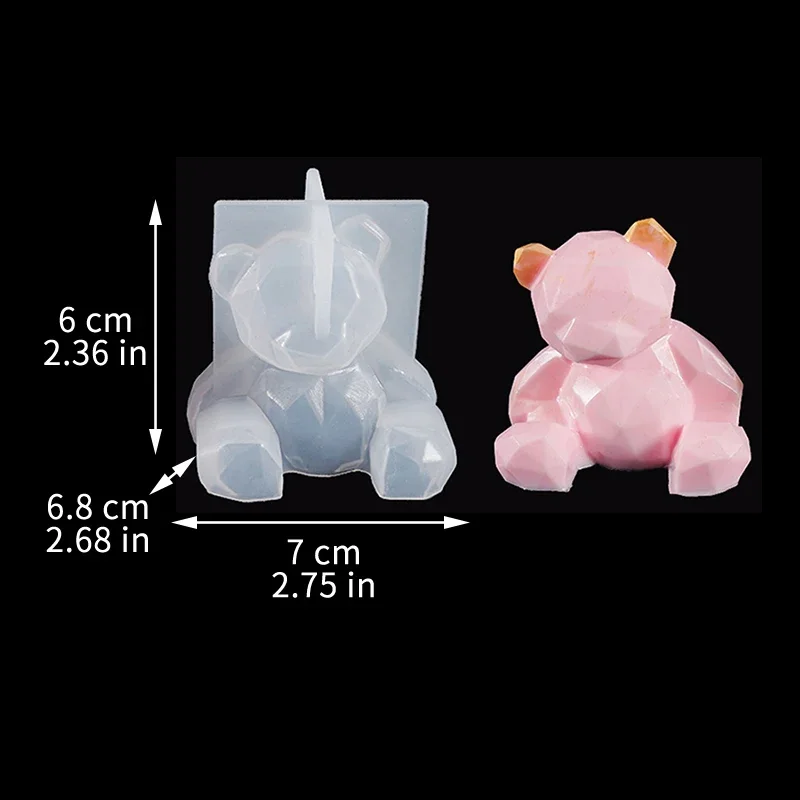 3D Geometric Silicone Unicorn Cat Deer Bear Mold Soap Candle Make Clay Plaster Resin Craft Mould Cake Decor Baking Tool: army green