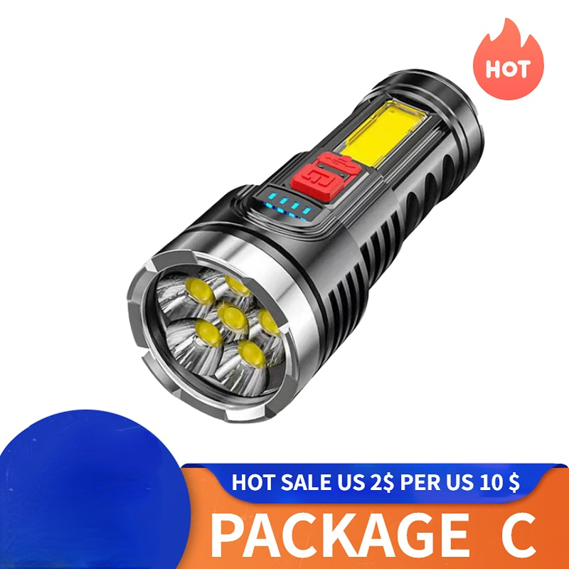 6 -kernet superlys led-lommelygte cob udendørs bærbar usb genopladelig stærkt lys lang rækkevidde vandtæt vandreture camping: Grøn