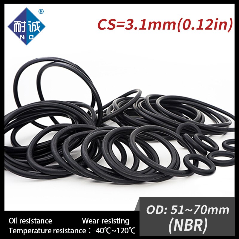 5 teile/los Gummi Schwarz NBR CS3.1mm OD51/54/55/56/57/58/60/ 65/68/70mm O Ring Dichtung Öl beständig wasserdicht