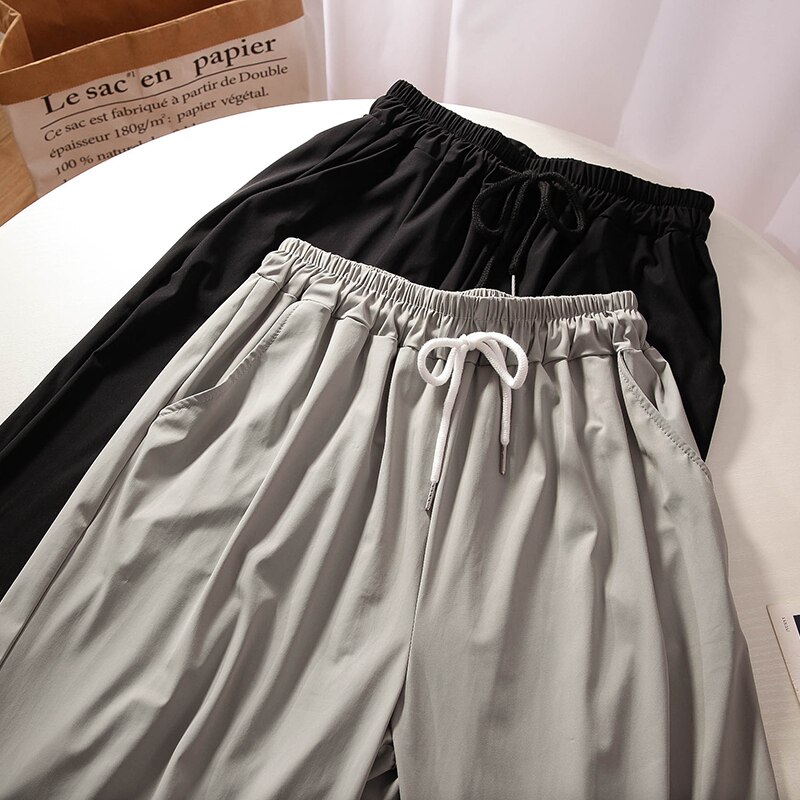 Pantalones largos hasta el tobillo para mujer, ropa de estar por casa, con pliegues cómodos, cintura elástica