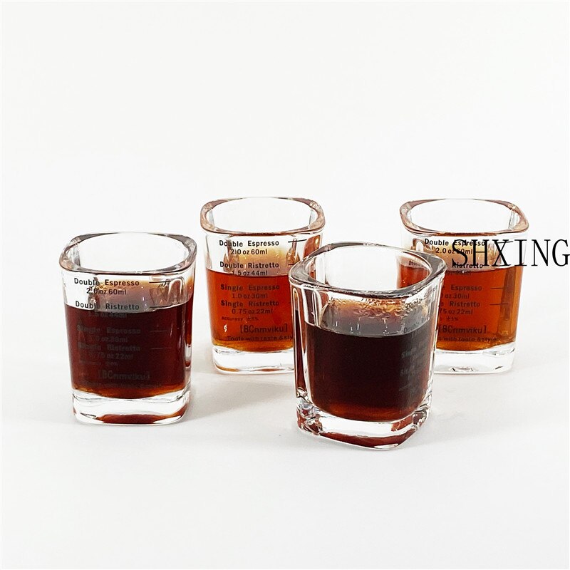 Tasse carrée en verre de 60ml, tasse à mesurer graduée, concentré, expresso, café, Pot à lait: Four cups