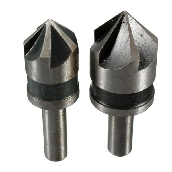 12/16/19mm 5/7 Flute 90 Degrees Chamfer Drill Bit Set Wood Working Carbon Steel Drill Bit Cutter Countersink Drill Bit Set: 16mm 19mm