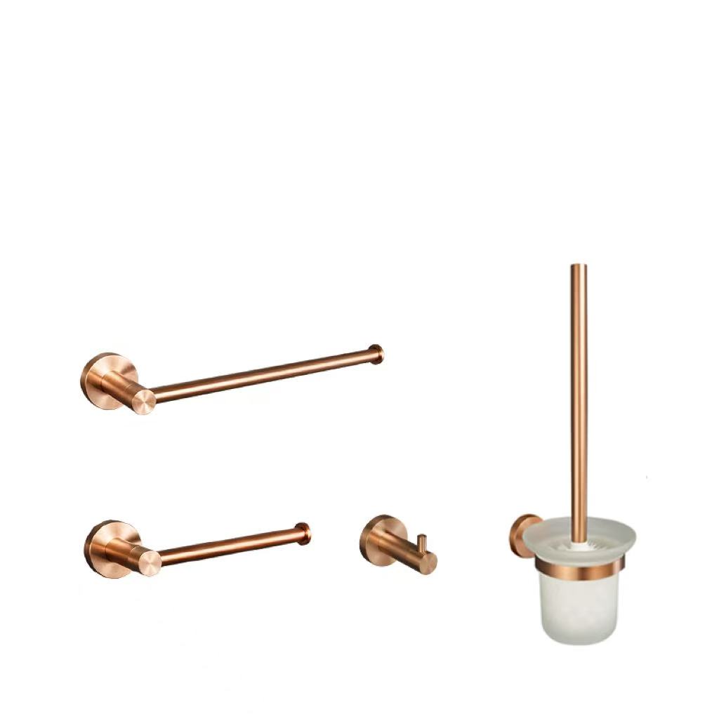 Brushed Rose Gold 304 Stainless Steel Wall Hook Toilet Paper Holder Towel Bar Toilet brush Bath towel rack Bathroom Accessories