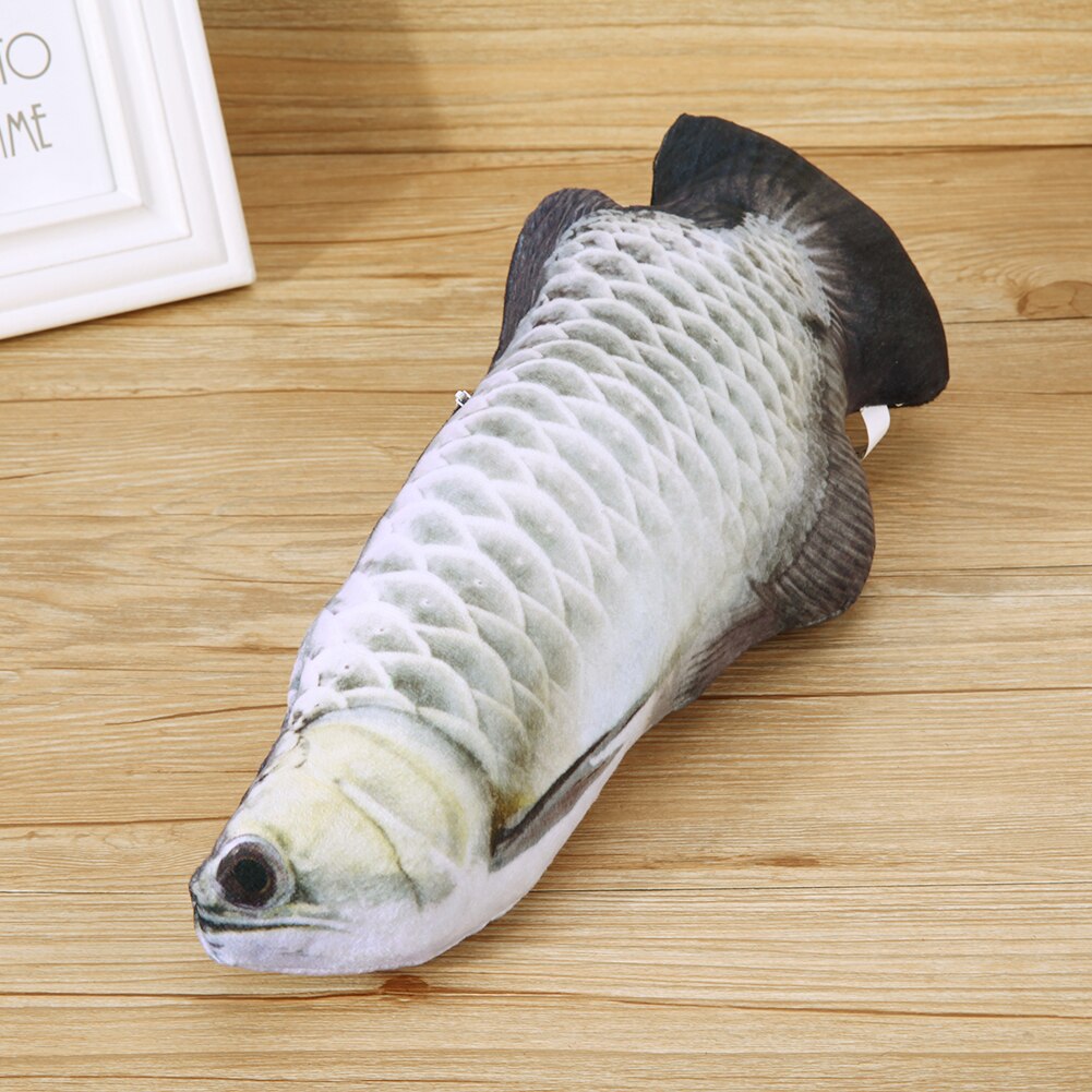 30cm Funny Pet Electric Toys USB Rechargeable 3D Simulation Fish Moving Tail Cat Playing Toy Vibration Fish Chewing Cat Toys