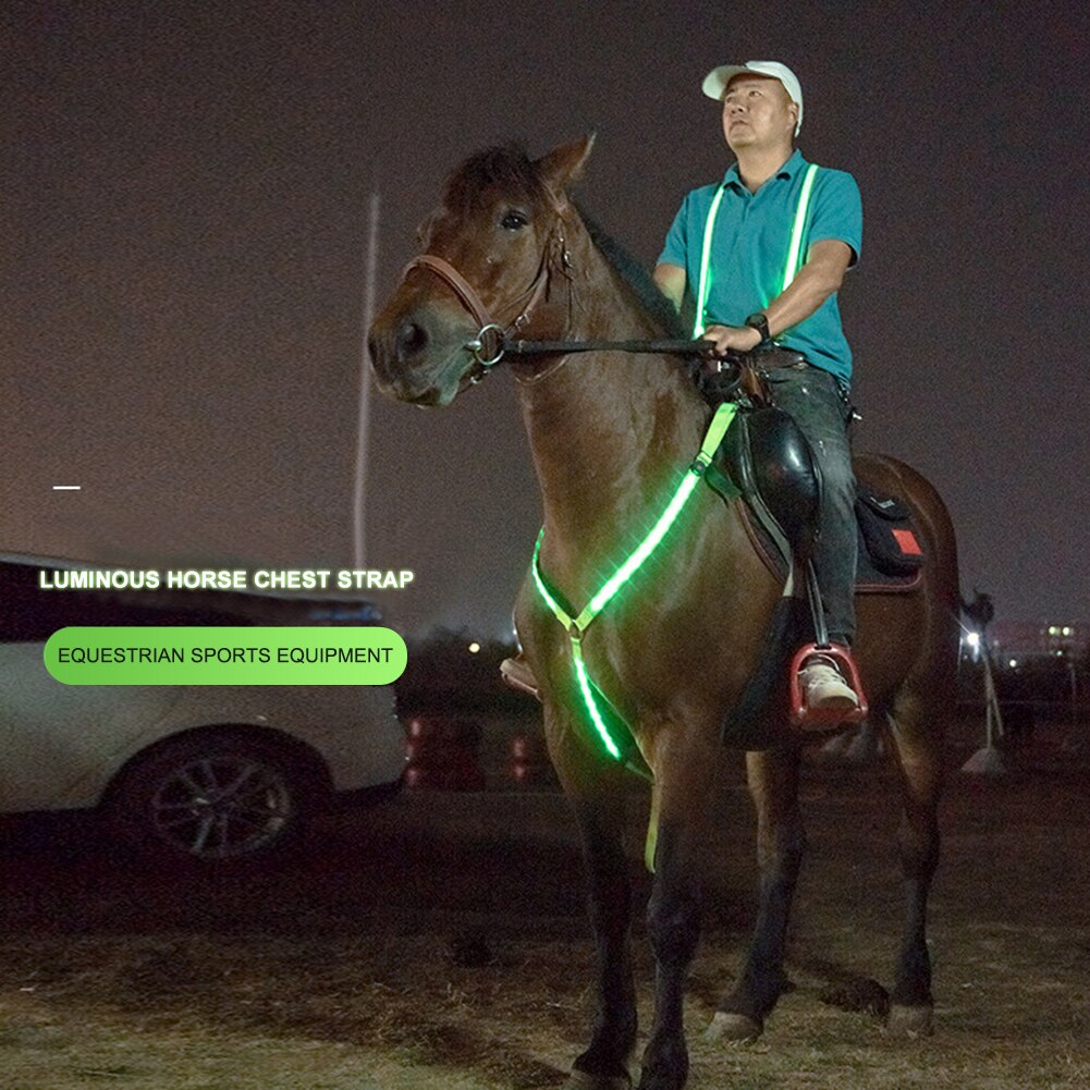 Verstelbare Paard Led Licht Harnas Nylon Borst Riem Singels Lichten Nacht Veilig Paardrijden Apparatuur