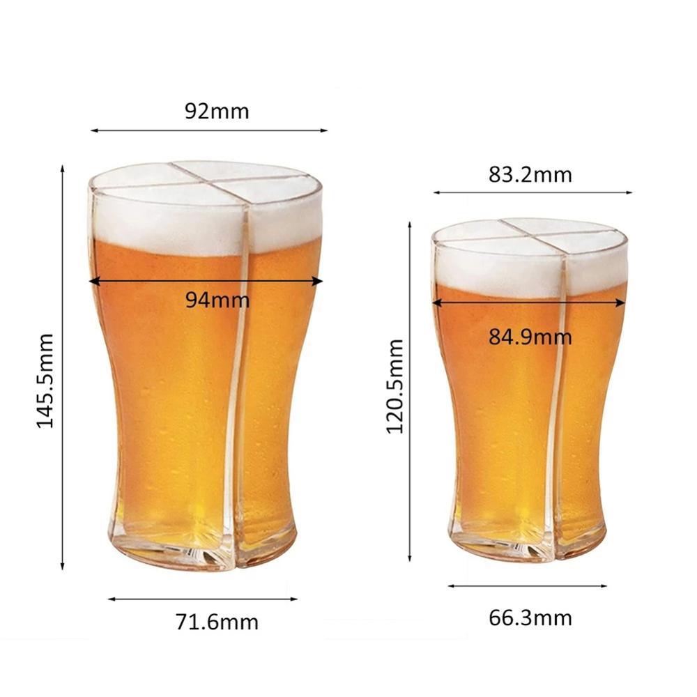 Super Schooner Beer Glasses Mug Cup 4-in-1 Large Capacity Beer Mug Separable Easy to Carry 4 Beer Glasses for Bar Party Home