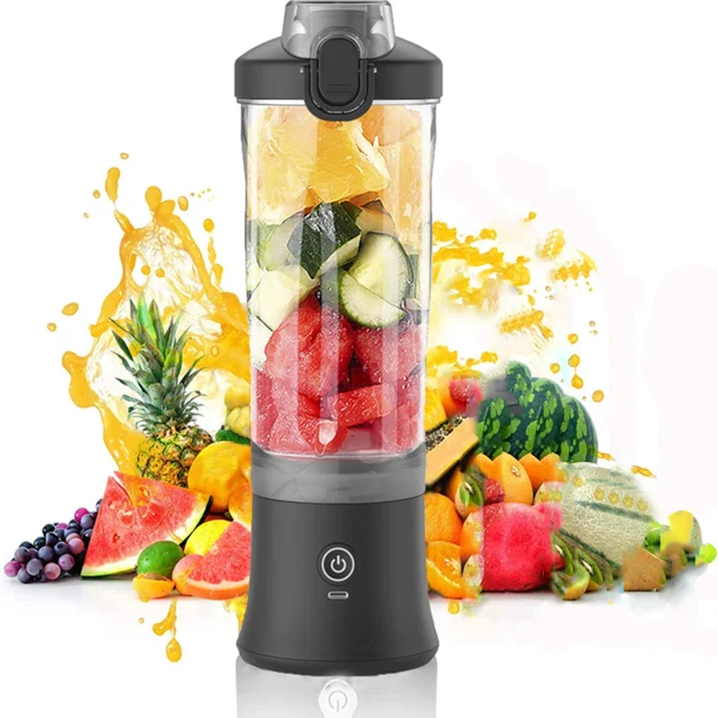 Bärbar mixer med 600ml elektriska juicepressar, fruktmixers, 4000 mah usb-anslutning, smoothie, minimixer, personlig juicepress, färgglad
