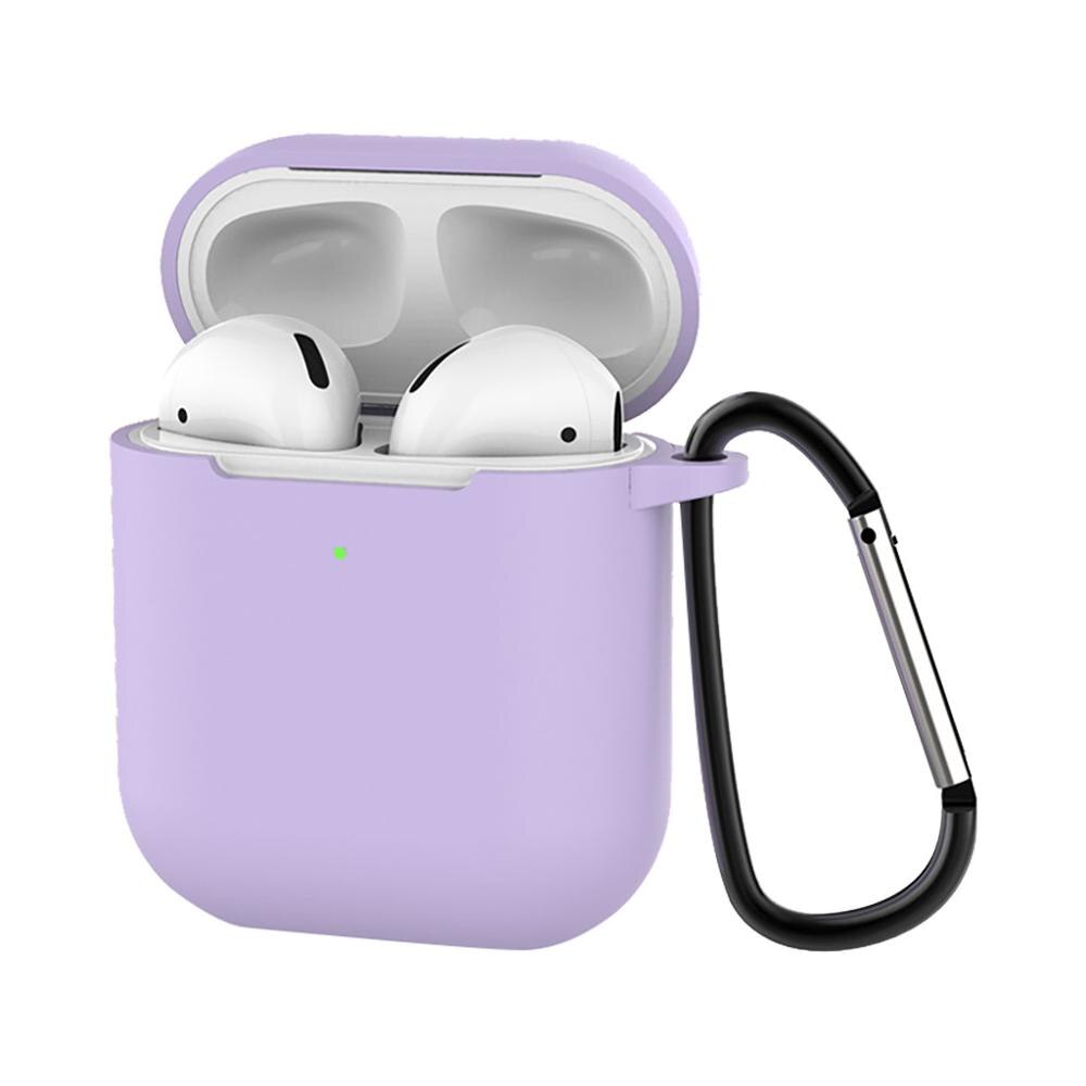 Para AirPods funda de silicona funda protectora antipérdida funda de piel para Apple AirPods 2 con gancho para la oreja y sin gancho para la oreja: D