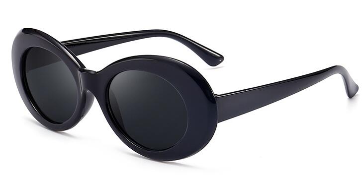 Classic clout goggle kurt cobain briller ovale damer solbriller vintage retro solbriller til kvinder  uv400 gafas de sol 9750: Sort