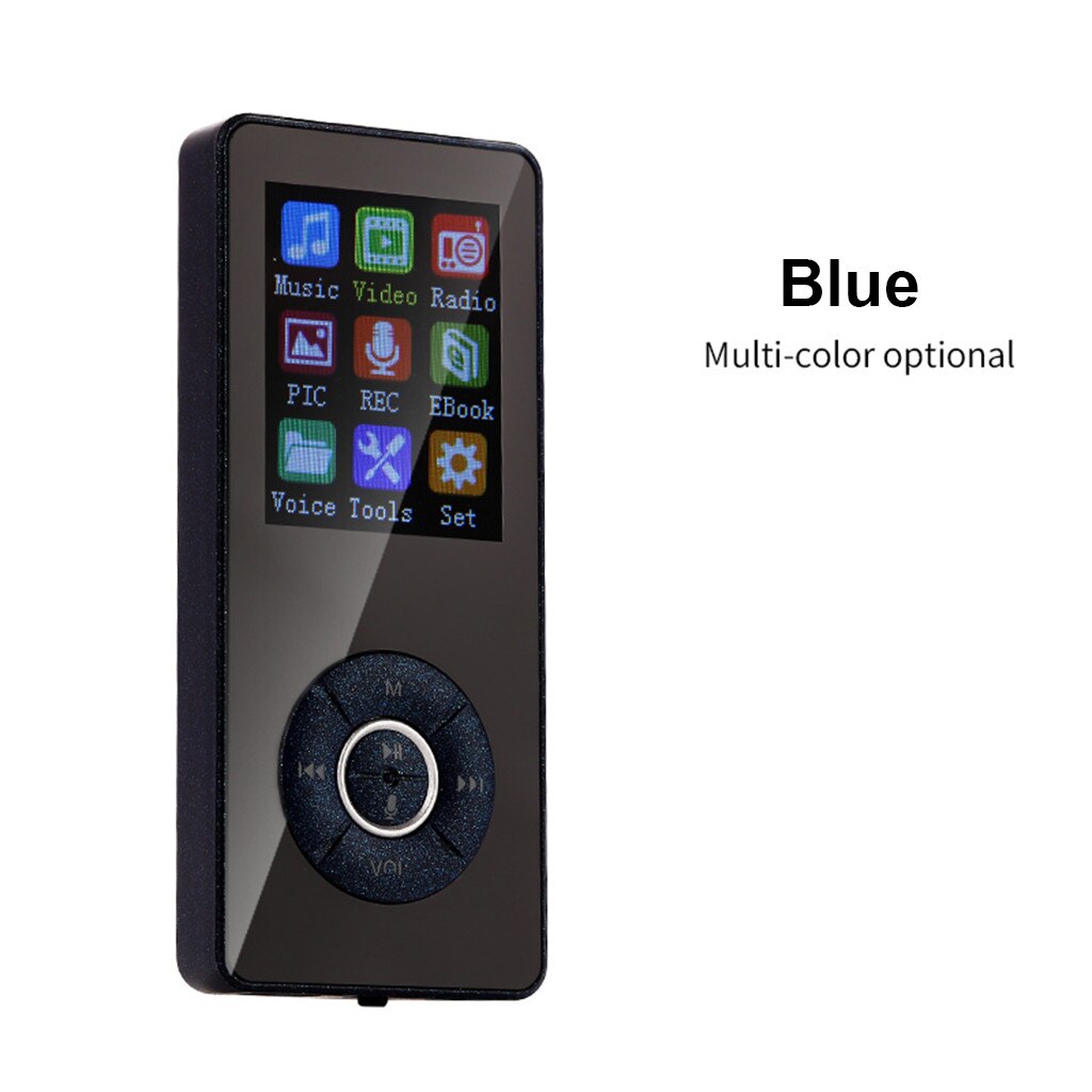 lecteur MP3 Bluetooth hifi sans perte mini lecteur de musique avec fm radio haut-parleur casque, sport MP3 portable métal baladeur: Bleu
