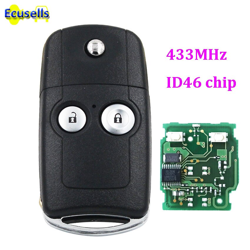 Folding flip keyless entry Remote Key fob 2 Button 433MHZ With ID46 Chip For Honda CRV Civic Jazz