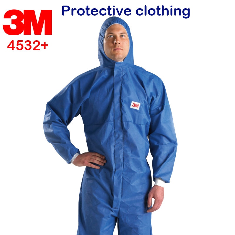 3 M 4532 + beschermende pak blauw Siamese Rug Ademend Veiligheid kleding Anti-particulate dust Anti-vloeistof gevaren beschermende pak